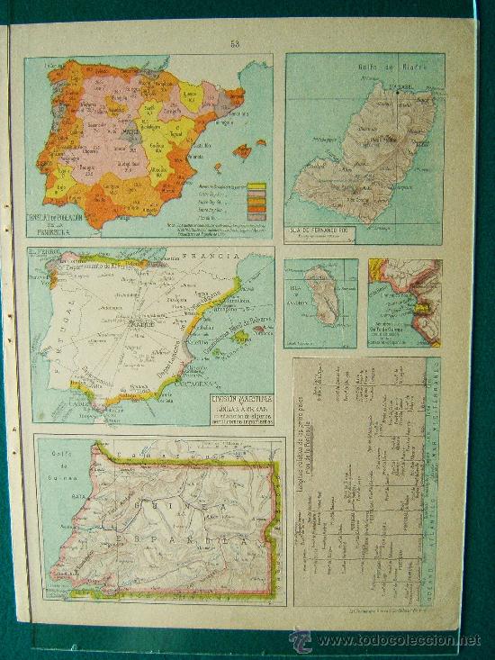 Mapas contempor&aacute;neos: ESPA&Ntilde;A DENSIDAD POBLACION-GUINEA ESPA&Ntilde;OLA-FERNANDO POO-MAPA-S.SALINAS BELLVER-A&Ntilde;O 1947-N&ordm; 53