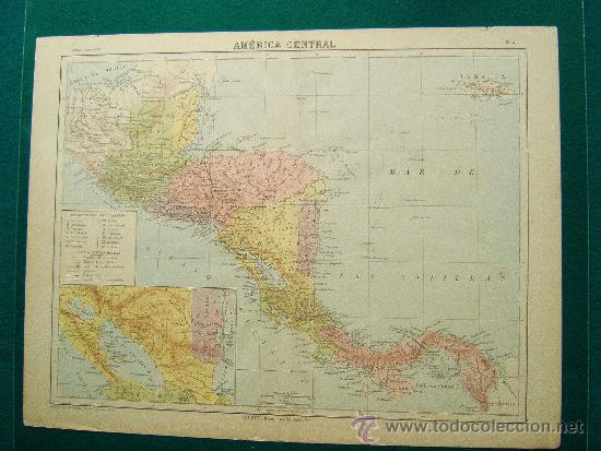 Mapas contempor&acirc;neos: AMERICA CENTRAL-NICARAGUA-JAMAICA-ELIAS ZEROLO ?-L POULMAIRE-GARNIER-34X46 CM-N&ordm; 41-SIGLO XIX?.