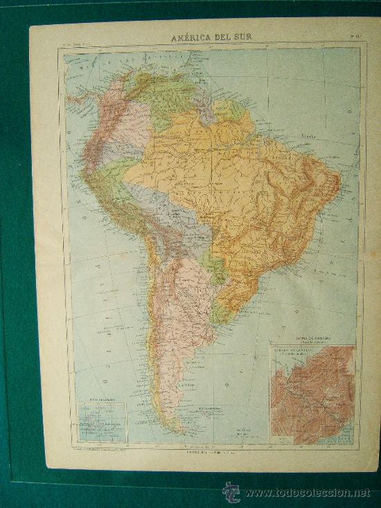Mapas contempor&acirc;neos: AMERICA DEL SUR-ISTMO DE PANAMA-GALAPAGOS-ELIAS ZEROLO ?-L POULMAIRE-GARNIER-34X46 CM-N&ordm; 31-XIX ?.