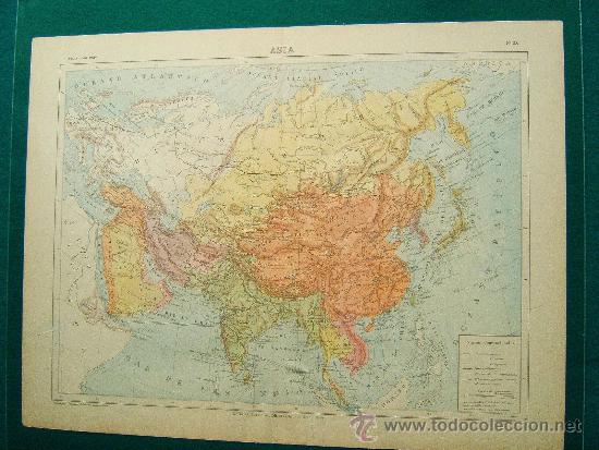Mapas contempor&acirc;neos: ASIA-INDIA-CHINA-JAPON-SIBERIA-FILIPINAS-ELIAS ZEROLO ?-L POULMAIRE-GARNIER-34X46 CM-SIGLO XIX ?.