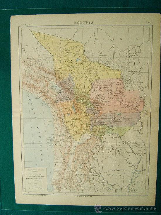 Mapas contempor&acirc;neos: BOLIVIA-CHILE-PERU-ARGENTINA-PARAGUAY-ELIAS ZEROLO ?-L POULMAIRE-GARNIER-46X34 CM-N&ordm; 33-SIGLO XIX ?.