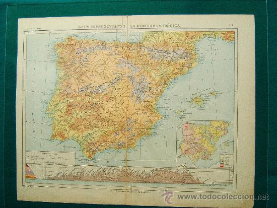 mapa hipsometrico peninsula iberica Mapa hipsometrico de la peninsula iberica   eli   Vendido en Venta 