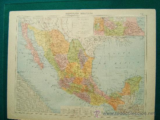 Mapas contempor&acirc;neos: REPUBLICA MEJICANA-ELIAS ZEROLO ?-L POULMAIRE-MEXICO-GARNIER-34X46 CM-N&ordm; 46-SIGLO XIX ?