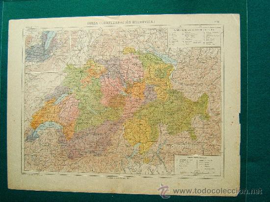 Mapas contempor&acirc;neos: SUIZA (CONFEDERACION HELVETICA)-JEROME-GARNIER HNOS.PARIS-ZONA DE GINEBRA-34X46 CM-N&ordm; 12-SIGLO XIX ?