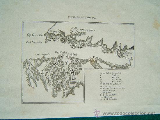 Mapas contempor&acirc;neos: PLANO DE SEBASTOPOL - ANONIMO - 15X23 CM. - MEDIADOS DEL SIGLO XIX.