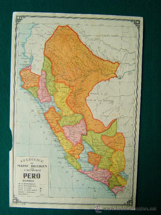 Mapas contempor&aacute;neos: PERU - COLECCI&Oacute;N DE MAPAS BILLIKEN - A. BEMPORAT - 45X30 CM. - PRINCIPIO SIGLO XX