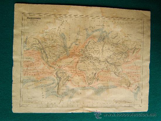 Zeitgen&ouml;ssische Karten: PLANISPHERE PHYSIQUE - POUSSIELGUE FRERES EDITEUR - MAPA 29X38 - 1890/1902 ?