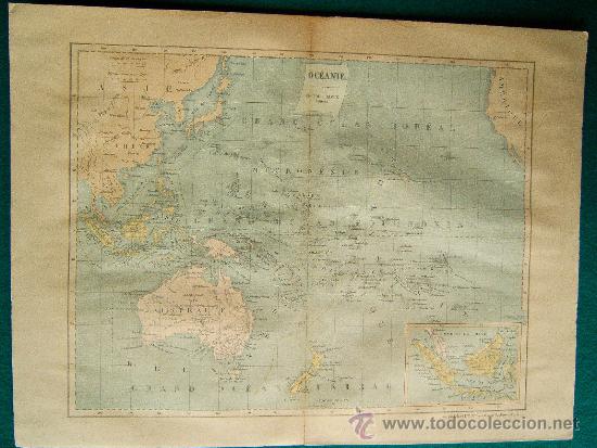 Zeitgen&ouml;ssische Karten: OCEANIE - CH. POUSSIELGUE FRERES EDITEUR - MAPA 29X38 CM. - A&Ntilde;OS 1890/1902 ?