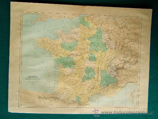 Zeitgen&ouml;ssische Karten: FRANCE ANCIENNES PROVINCES - CH. POUSSIELGUE EDITEUR - MAPA 29X38 CM. - A&Ntilde;OS 1890/1902 ?