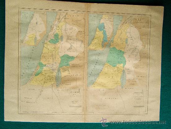 Zeitgen&ouml;ssische Karten: PALESTINE DIVISEE EN QUATRE PARTIES SOUS LES MACHABEES ET SOUS LLERODE&hellip; EN DOUZE TRIBUS