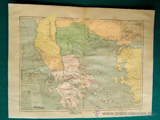 Zeitgen&ouml;ssische Karten: GRECE ANCIENNE - CRETA - TURQUIA - CH. POUSSIELGUE EDITEUR - MAPA 29X38 CM. - A&Ntilde;OS 1890/1902 ?