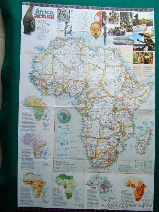Zeitgen&ouml;ssische Karten: AFRICA ACTUAL - REINOS NATURALES DE AFRICA - NATIONAL GEOGRAPHIC - 79X51 CM. - A&Ntilde;O 2001.