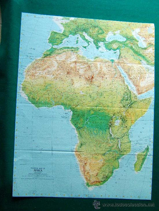 Zeitgen&ouml;ssische Karten: AFRICA-POLITIC PHYSICAL MAP OF AFRICA - NATIONAL GEOGRAPHIC - WASHINGTON - 62X46 CM. - A&Ntilde;O 1994