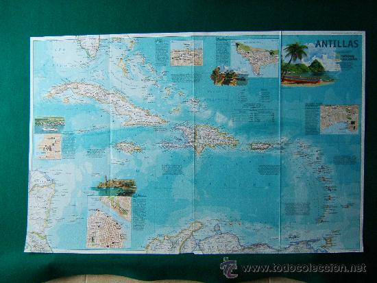 Zeitgen&ouml;ssische Karten: ANTILLAS - MAPA TURISTICO DE LAS ANTILLAS - NATIONAL GEOGRAPHIC - 51X79 CM. - A&Ntilde;O 2003.