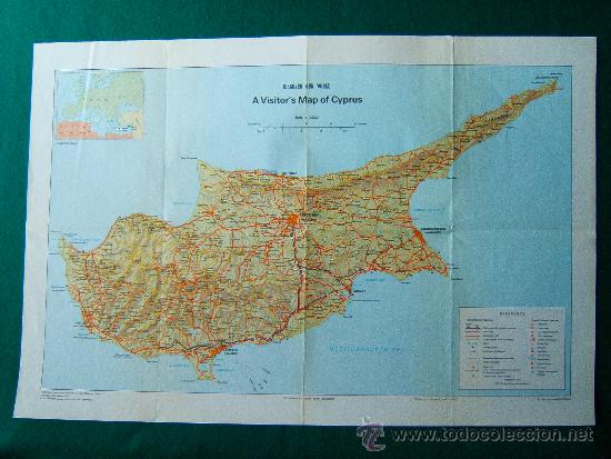 Zeitgen&ouml;ssische Karten: DISCOVER OUR WORLD A VISITOR'S MAP OF CYPRUS TOURISM - (CHIPRE) - 40X60 CM. - A&Ntilde;O 1997.