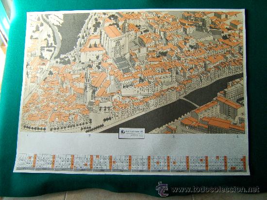 Zeitgen&ouml;ssische Karten: GIRONA - CRISTALERIAS GERONA - DALMAU CARLES - PLANO ALZADO DEL CASCO ANTIGUO- 59X81 CM. - A&Ntilde;O 1983.
