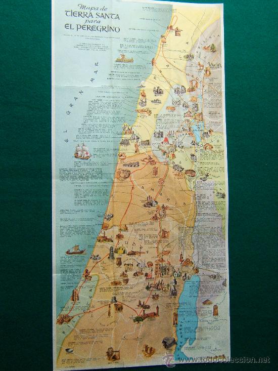 Mapas contempor&aacute;neos: MAPA DE TIERRA SANTA PARA EL PEREGRINO - RUDOLPH SIEDNER - ISRAEL - 60X29 CM. - A&Ntilde;O 1978.