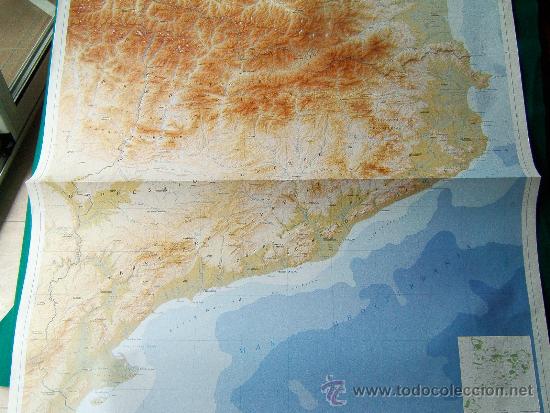 Zeitgen&ouml;ssische Karten: MAPA FISIC DE CATALUNYA - PRIMERA PLANA - ESCALA 1:300.000 - EL PERIODICO - 98X98 CM.-A&Ntilde;O 1996.