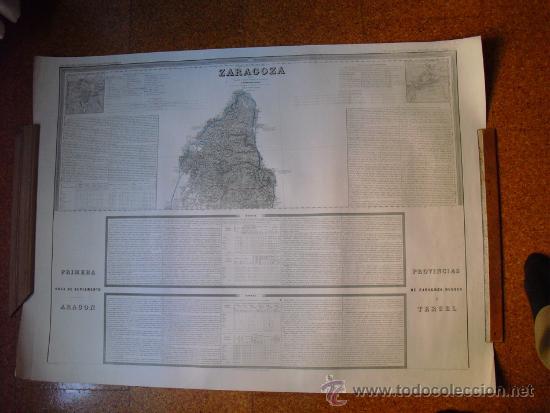 Zeitgen&ouml;ssische Karten: 1853 MAPA COELLO UNICO 1&ordf; HOJA  SUPLEMENTO DE ARAGON ZARAGOZA CARTULINA SIN PLEGAR