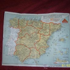 Mapas contemporáneos: MAPA DE LOS FERROCARRILES DE ESPAÑA CON DEMARCACIÓN DE LAS OFICINAS SIEMENS.AÑOS 30.. Lote 312373758