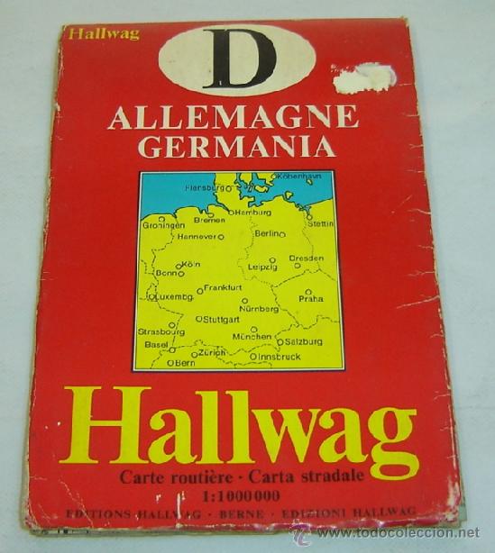 Zeitgen&ouml;ssische Karten: MAPA DE CARRETERAS ANTIGUO ALEMANIA-HALLWAG-a&ntilde;o 1972