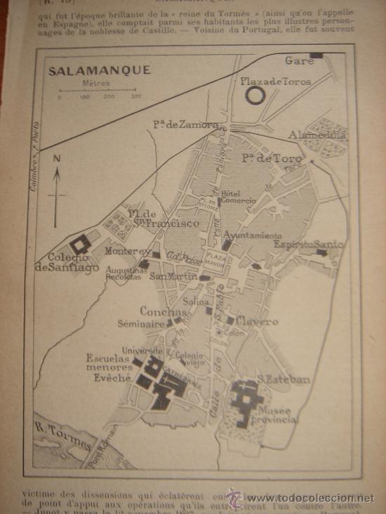 Mapas contempor&acirc;neos: INTERESANTE PLANO CIUDAD SALAMANCA, CASTILLA LE&Oacute;N, ORIGINAL,PARIS, JOANNE, 1909,
