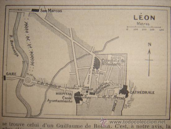Mapas contempor&acirc;neos: INTERESANTE PLANO CIUDAD LE&Oacute;N, CASTILLA LE&Oacute;N, ORIGINAL,PARIS, JOANNE, 1906,