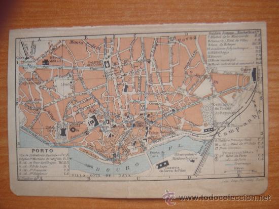 Mapas contempor&acirc;neos: DOCUMENTADO PLANO CIUDAD OPORTO, PORTUGAL, ORIGINAL,PARIS, JOANNE, 1906,