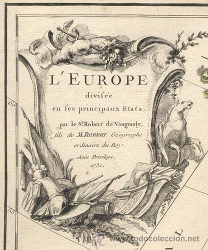 Mapas contempor&aacute;neos: MAPA DE EUROPA &ndash; A&Ntilde;O 1751 - Foto 1