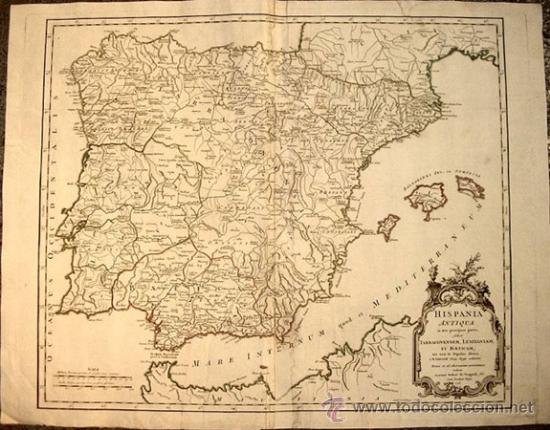 Mapas contempor&aacute;neos: MAPA DE ESPA&Ntilde;A &ndash; A&Ntilde;O 1750 - Foto 1