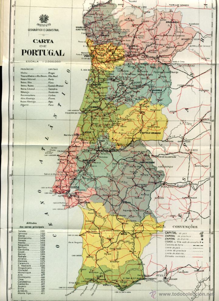 Mapa de Portugal desdobrável do Instituto Geográfico e Cadastral : Mercador  do Tempo