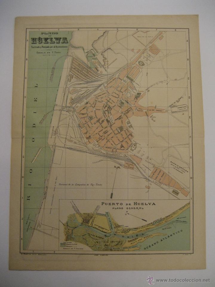Mapas contempor&aacute;neos: ANTIGUO PLANO DE HUELVA - SERIE PROVINCIAS DE ESPA&Ntilde;A - ALBERTO MART&Iacute;N EDITOR - BARCELONA 1920