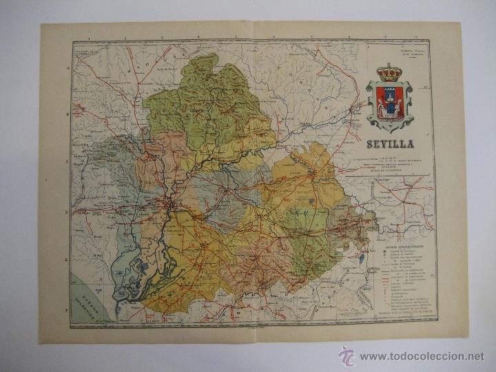 Mapas contempor&acirc;neos: ANTIGUO MAPA DE SEVILLA - SERIE PROVINCIAS DE ESPA&Ntilde;A - ALBERTO MART&Iacute;N EDITOR - BARCELONA 1920