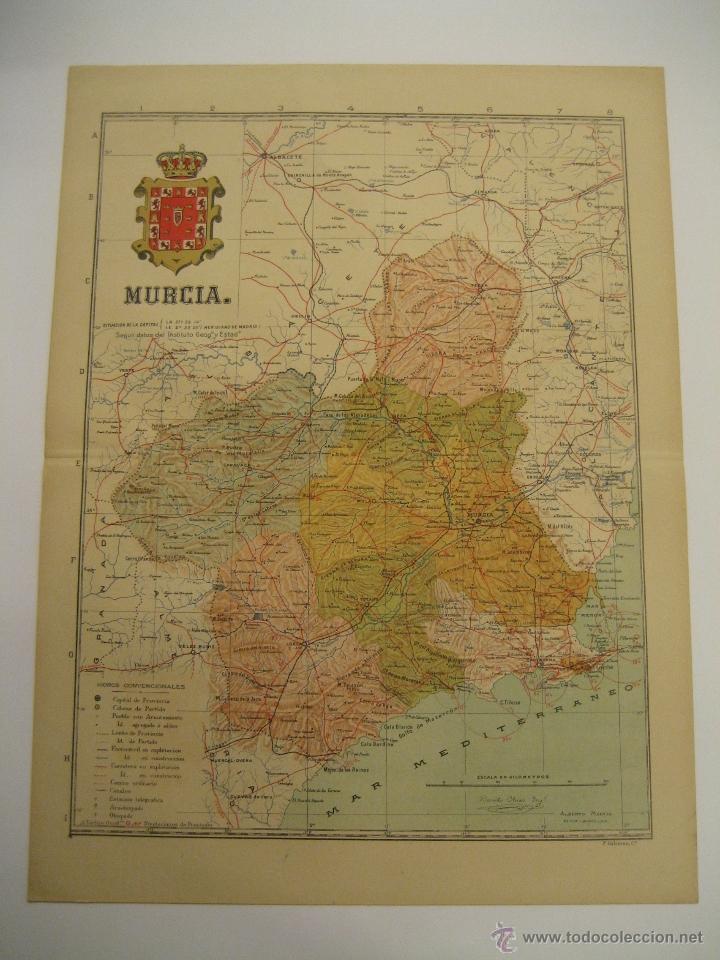 Mapas contempor&aacute;neos: ANTIGUO MAPA DE MURCIA - SERIE PROVINCIAS DE ESPA&Ntilde;A - ALBERTO MART&Iacute;N EDITOR - BARCELONA 1920