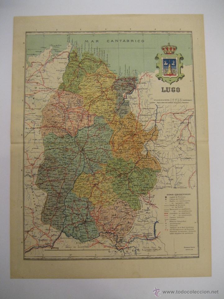 Zeitgen&ouml;ssische Karten: ANTIGUO MAPA DE LUGO - SERIE PROVINCIAS DE ESPA&Ntilde;A - ALBERTO MART&Iacute;N EDITOR - BARCELONA 1920