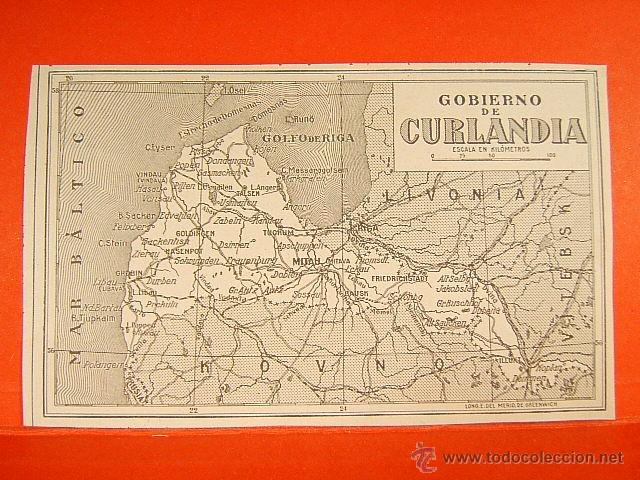 Mapas contempor&acirc;neos: CURLANDIA-KURLIANDIA-KURZEM-KURLAND-RUSIA-BALTICO-SEMIGALIA-POLANGEN-SEGUI-8,5X13,5 CM-43-1903...