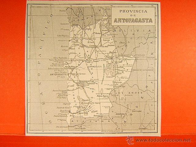Mapas contempor&aacute;neos: ANTOFAGASTA-CHILE-ATACAMA-TARAPACA-BOLIVIA-ARGENTINA-OCEANO PACIFICO-SEGUI-13X13 CM-160-1903...