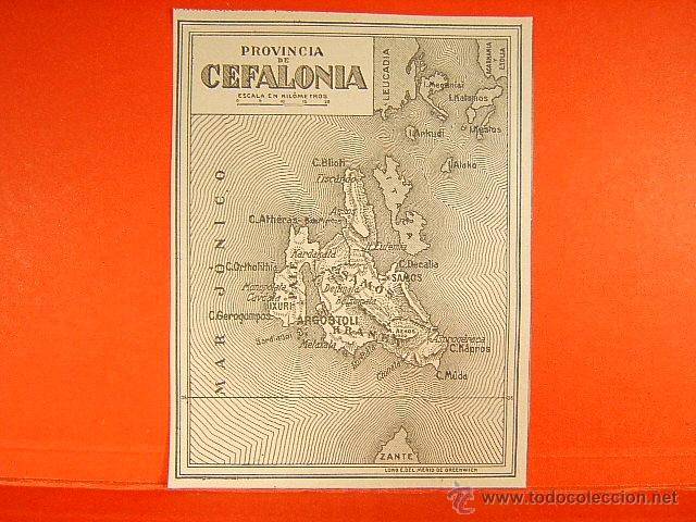 Zeitgen&ouml;ssische Karten: CEFALONIA-GRECIA-JONICO-MYRTOS-ARGOSTOLI-KRANEA-SAMOS-PALE-ITACA-SEGUI-12X9 CM-176-1903...