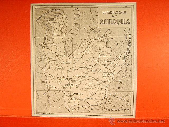 Zeitgen&ouml;ssische Karten: ANTIOQUIA-COLOMBIA-MEDELLIN-MAR DE LAS ANTILLAS-BOLIVAR-GALAN-BOYACA-TOLIMA-SEGUI-15X13 CM-185-1903.