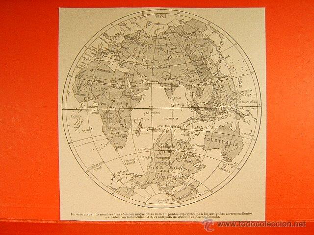 Mapas contempor&aacute;neos: MAPAMUNDI-ASIA-AMERICA-AFRICA-AUSTRALIA-OCEANO PACIFICO-ATLANTICO-POLO SUR-NORTE-14X13 CM-209-1903..