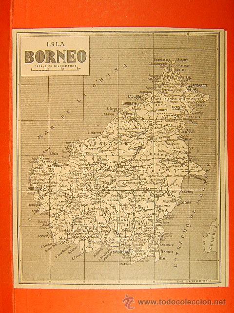 Zeitgen&ouml;ssische Karten: BORNEO-BRUNI-BRUNNEY-BURNEY-MALASIA-KALEMATAN-LABUAN-SARAWAK-BRUNEI-SANDAKAN-16X14 CM-243-1903...