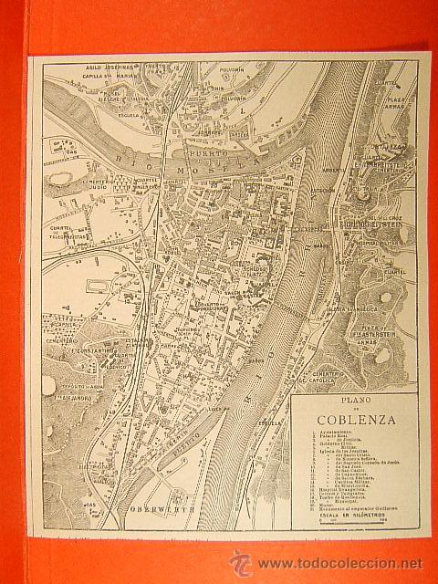 Zeitgen&ouml;ssische Karten: COBLENZA LUSSEL-RHIN-GERMANY-KOBLENZ-MOSELA-RENANIA-PALATINADO-RHEINLAND-PFALZ-16X14 CM-244-1903...
