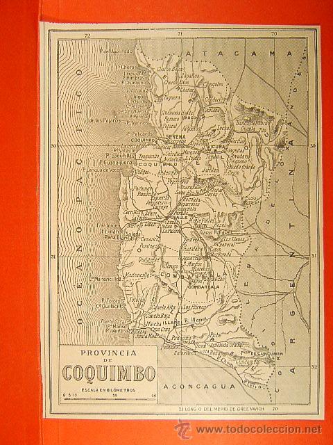 Zeitgen&ouml;ssische Karten: COQUIMBO-CHILE-FREIRINA-VALLENAR-ATACAMA-ANDES-LA SERENA-ELQUI-PORQUIMBO-OVALLE-19X13 CM-264-1903...