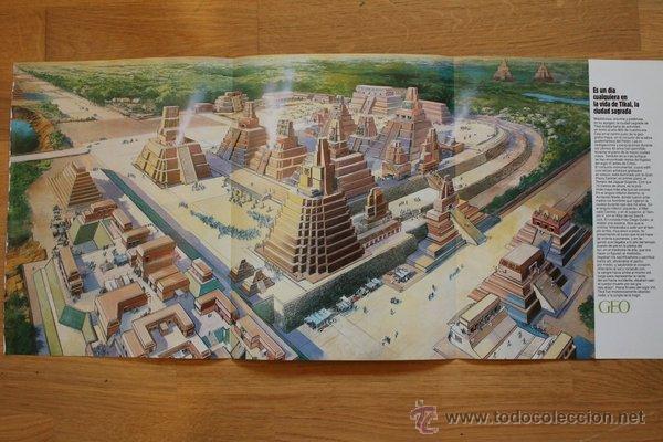 Mapas contempor&aacute;neos: Mapa P&oacute;ster de Tikal, ciudad sagrada. Revista Geo.