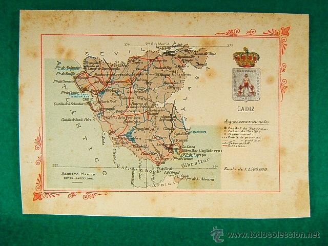 Mapas contempor&aacute;neos: MAPA DE LA PROVINCIA DE CADIZ-ALBERTO MARTIN-BENITO CHIAS-9-8-FINAL SIGLO XIX.