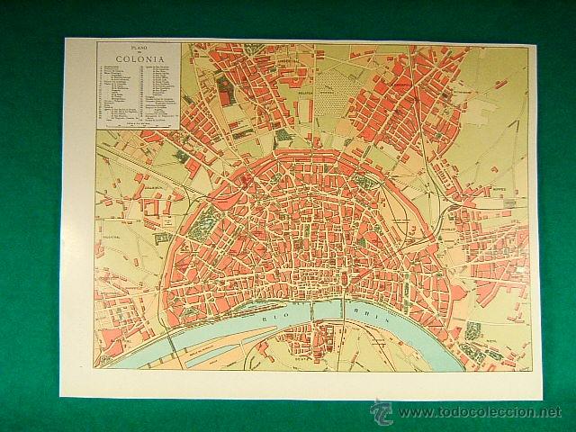 Zeitgen&ouml;ssische Karten: PLANO DE COLONIA-KOLN-RENANIA DEL NORTE-WESTFALIA-GERMANY-REVERSO 10 FOTOS INTERES-170-SEGUI-1910...