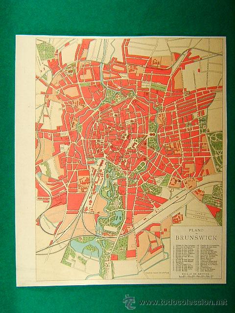 Zeitgen&ouml;ssische Karten: PLANO DE BRUNSWICK-BRAUNSCHWEIG-BAJA SAJONIA-GERMANY-REVERSO 11 FOTOS CIUDAD-194-SEGUI-1910...
