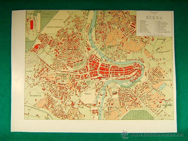Zeitgen&ouml;ssische Karten: PLANO DE BERNA-BERN-BERNE-BUNDESSTADT-SUIZA-REVERSO 6 FOTOS ARTISTICAS DE LA CIUDAD-198-SEGUI-1910..