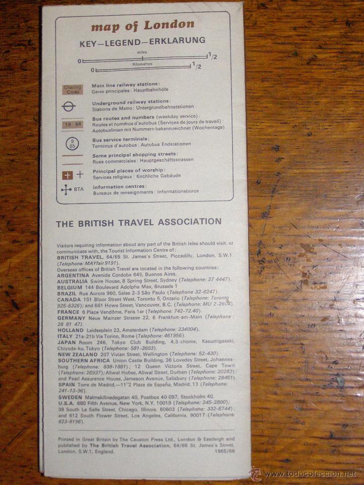 Mapas contempor&aacute;neos: Mapa de Londres  - Causton Press LTD - 1965 - - Foto 3