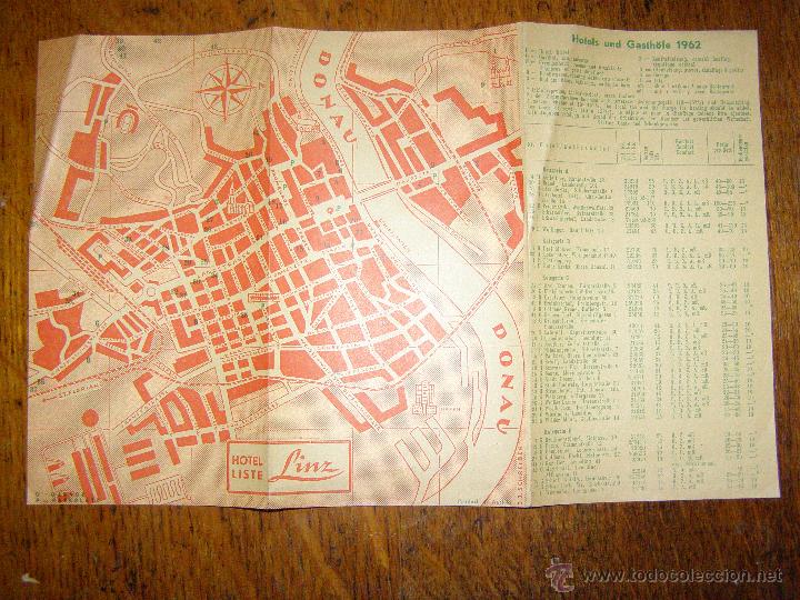 Mapas contempor&aacute;neos: Antiguo mapa de Linz - Austria - 1962 - - Foto 1